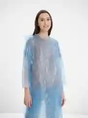 Голубой дождевик-плащ, с капюшоном