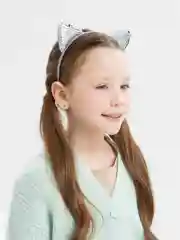 Серебряный ободок "Ушки", с пайетками
