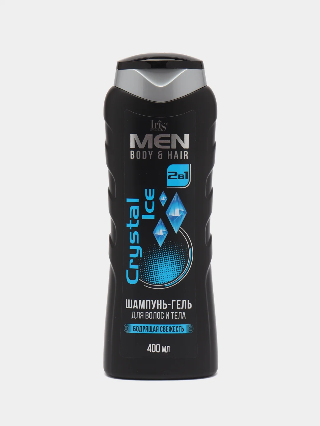 Синий шампунь-гель для волос и тела мужской Iris Men, 400 мл