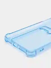 Голубой чехол противоударный для iPhone 7 Plus / 8 Plus, прозрачный, с карманом для карты