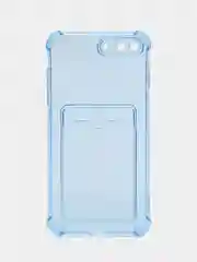 Голубой чехол противоударный для iPhone 7 Plus / 8 Plus, прозрачный, с карманом для карты