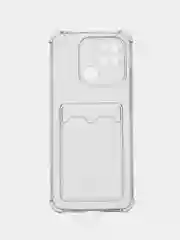 Прозрачный чехол для Xiaomi Redmi 10C Poco C40 Редми 10С Поко С40 с карманом для карт прозрачный
