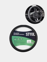 Оплетка на руль STVOL, экокожа, размер М, черный