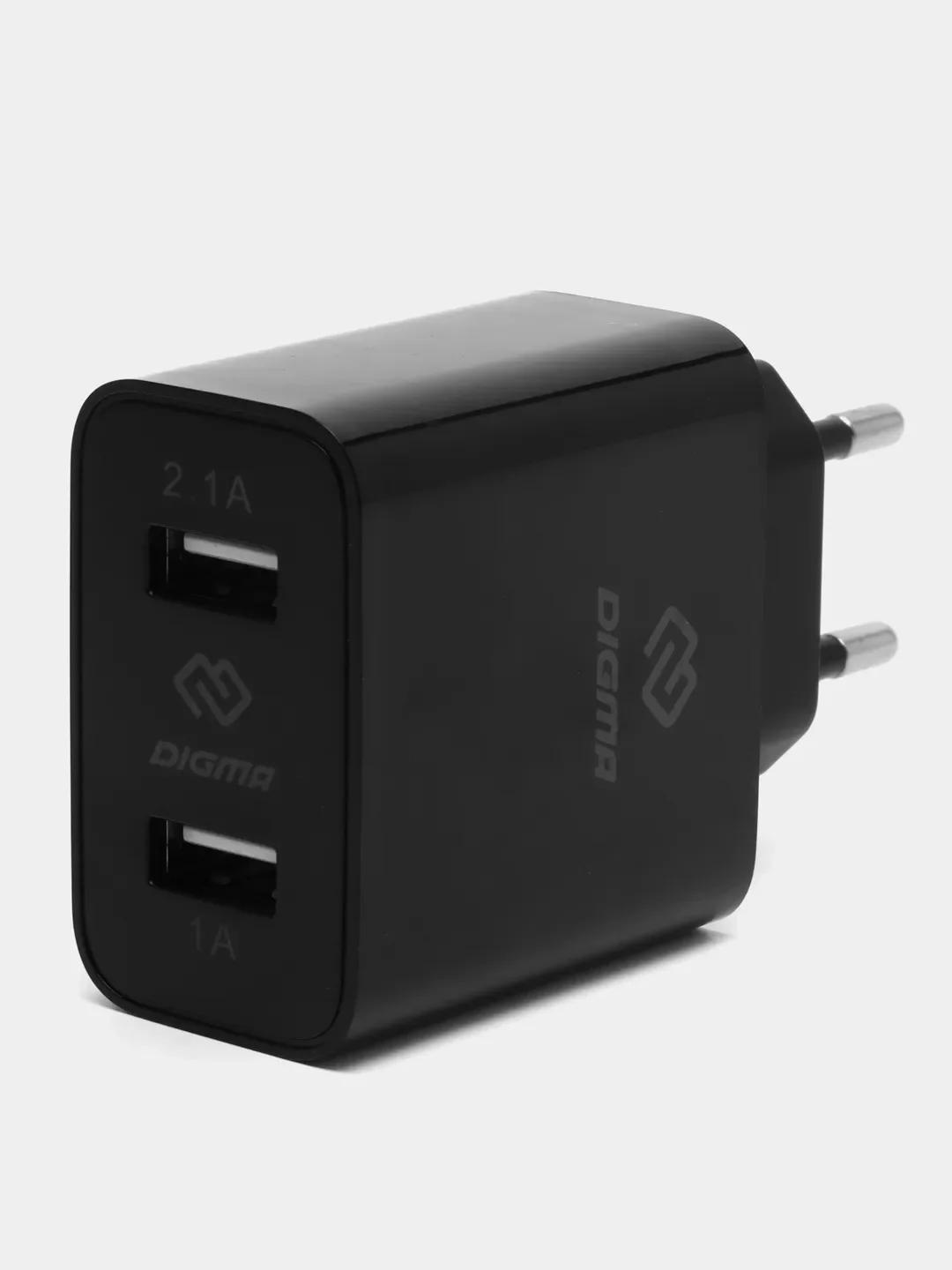 Белый сетевое зарядное устройство Digma, 2 USB 2.1A+1A