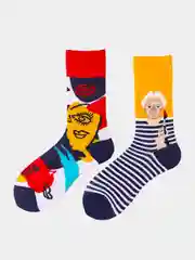 Оранжевый высокие непарные носки с принтом