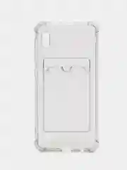 Хром силиконовый чехол Samsung Galaxy A10 Самсунг Галакси А10 с карманом для карт прозрачный
