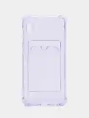 Лавандовый силиконовый чехол Samsung Galaxy A10 Самсунг Галакси А10 с карманом для карт прозрачный