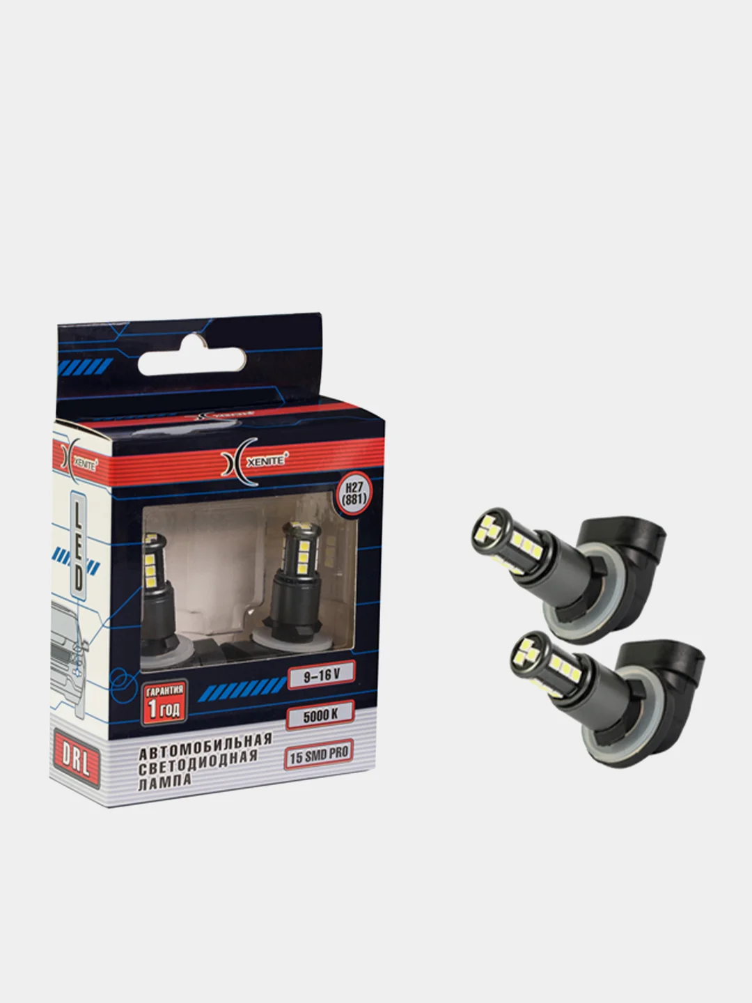 Светодиодная лампа Xenite H27(881)-15SMD PRO (ПТФ/ДХО) 5000K 12V (уп.2 шт.)