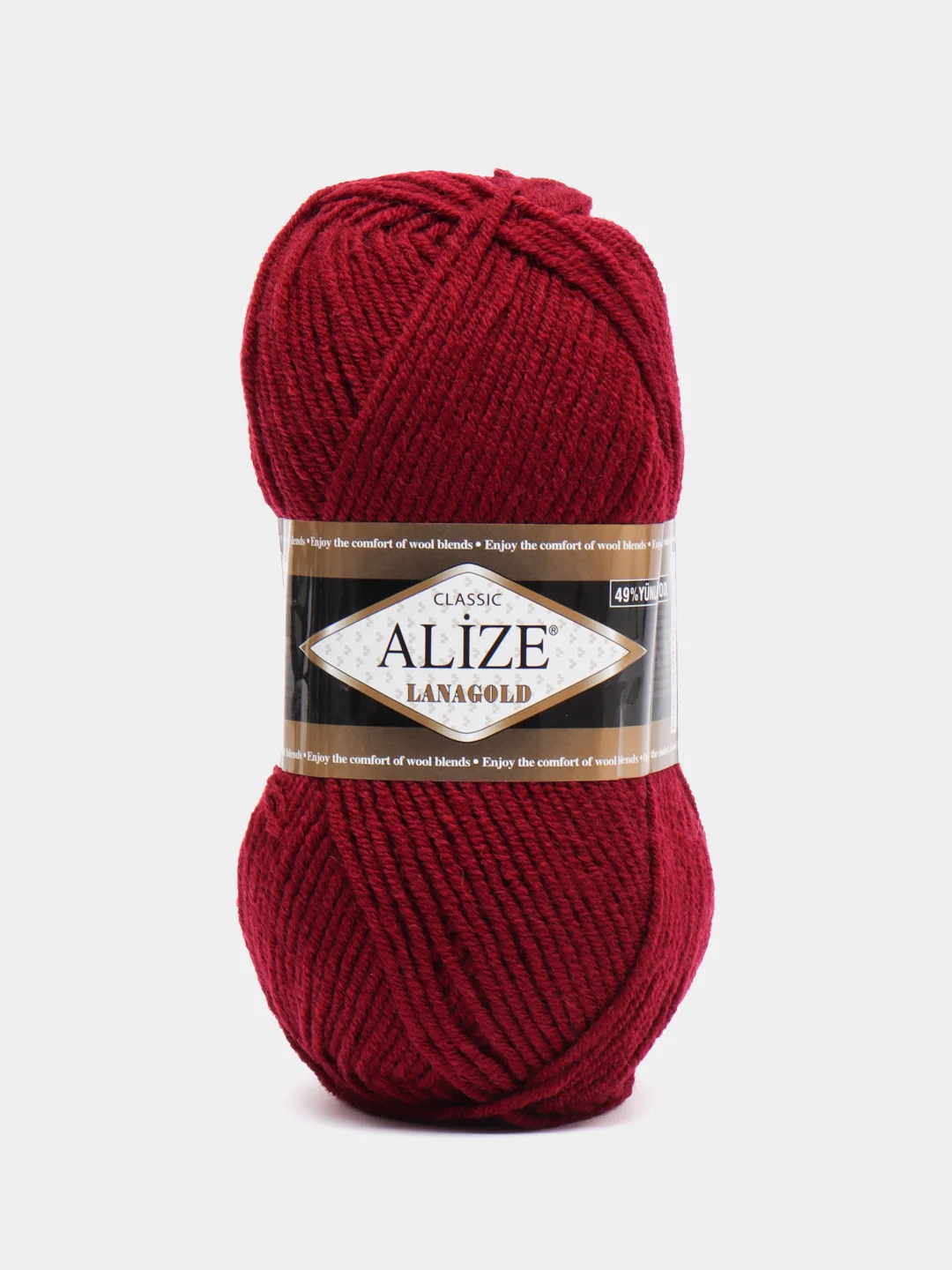 Бордовый пряжа Alize Lanagold, 49% шерсть, 51% акрил, 100 г, 240 м