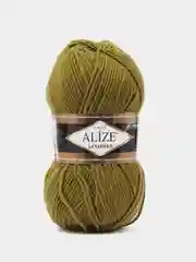 Приглушённый хаки пряжа Alize Lanagold, 49% шерсть, 51% акрил, 100 г, 240 м