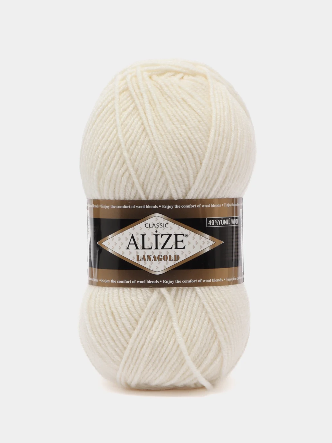 Слоновая кость пряжа Alize Lanagold, 49% шерсть, 51% акрил, 100 г, 240 м