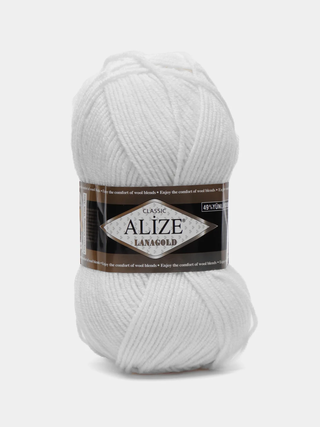Белый пряжа Alize Lanagold, 49% шерсть, 51% акрил, 100 г, 240 м