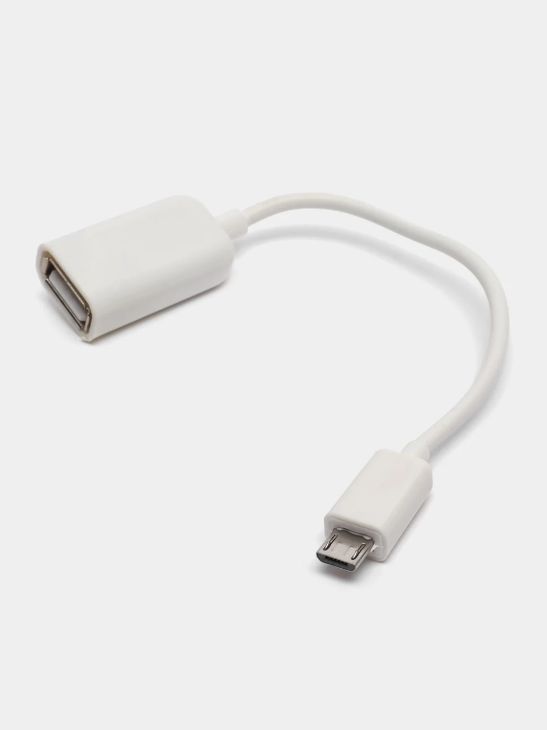 Белый otg-переходник micro USB на USB, с проводом