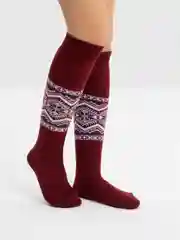 Бордовый гольфы женские МАТЕХ "Снежинка", полушерсть, 36-40