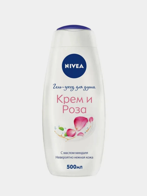 Nivea Гель-уход для душа "Крем и роза" ухаживающий с маслом миндаля, 500 мл.