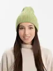 Оливковый шапка женская, с отворотом