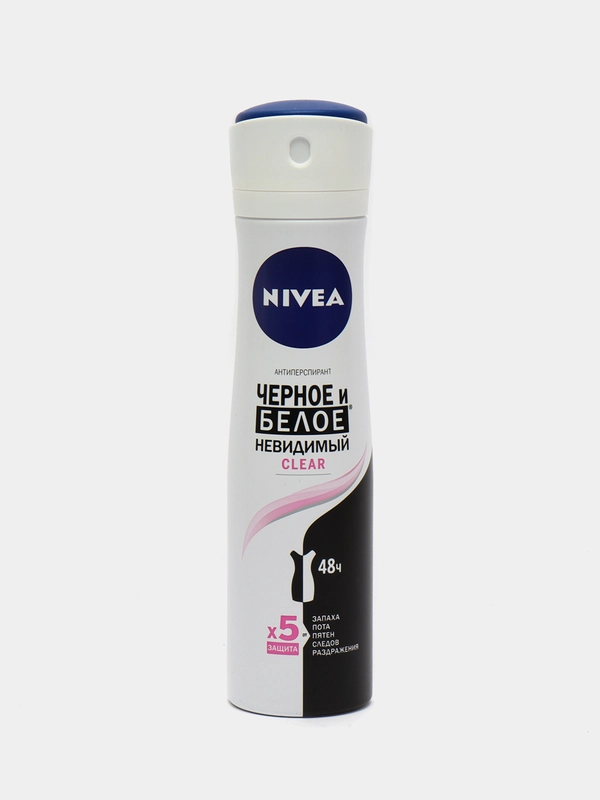 Антиперспирант спрей NIVEA "Невидимый для черного и белого Clear", женский, 150 мл