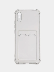 Силиконовый чехол для Xiaomi Redmi 9A (Сяоми Редми 9А), с карманом для карт, прозрачный