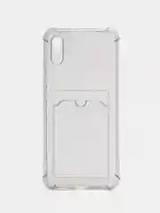 Силиконовый чехол для Xiaomi Redmi 9A (Сяоми Редми 9А), с карманом для карт, прозрачный
