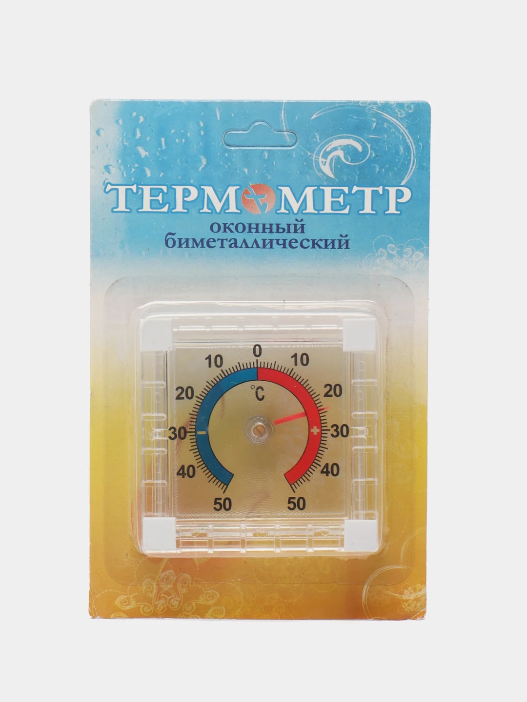 Прозрачный термометр оконный биметаллический 7,5*7,5 см