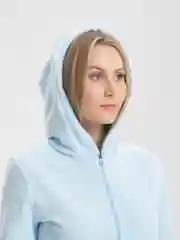 Голубой тёплый комбинезон женский, флисовый, с ушками