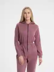 Тёмно-бордовый тёплый комбинезон женский, флисовый, с ушками