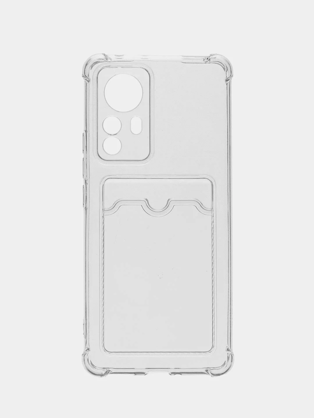 Прозрачный чехол Xiaomi 12 Pro / Сяоми 12 Про с карманом для карт