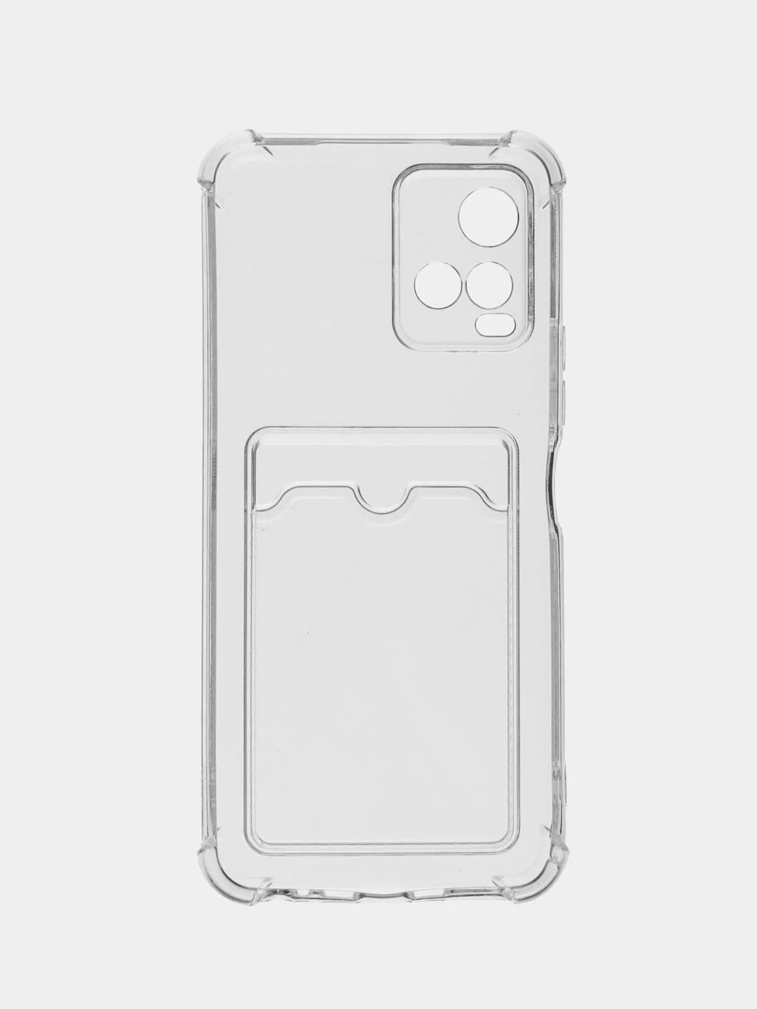 Прозрачный силиконовый чехол для Vivo Y33s / Y21 2021 / Виво у33С / у21 2021, прозрачный, с карманом для карт