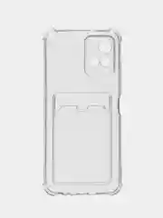 Прозрачный силиконовый чехол для Vivo Y33s / Y21 2021 / Виво у33С / у21 2021, прозрачный, с карманом для карт