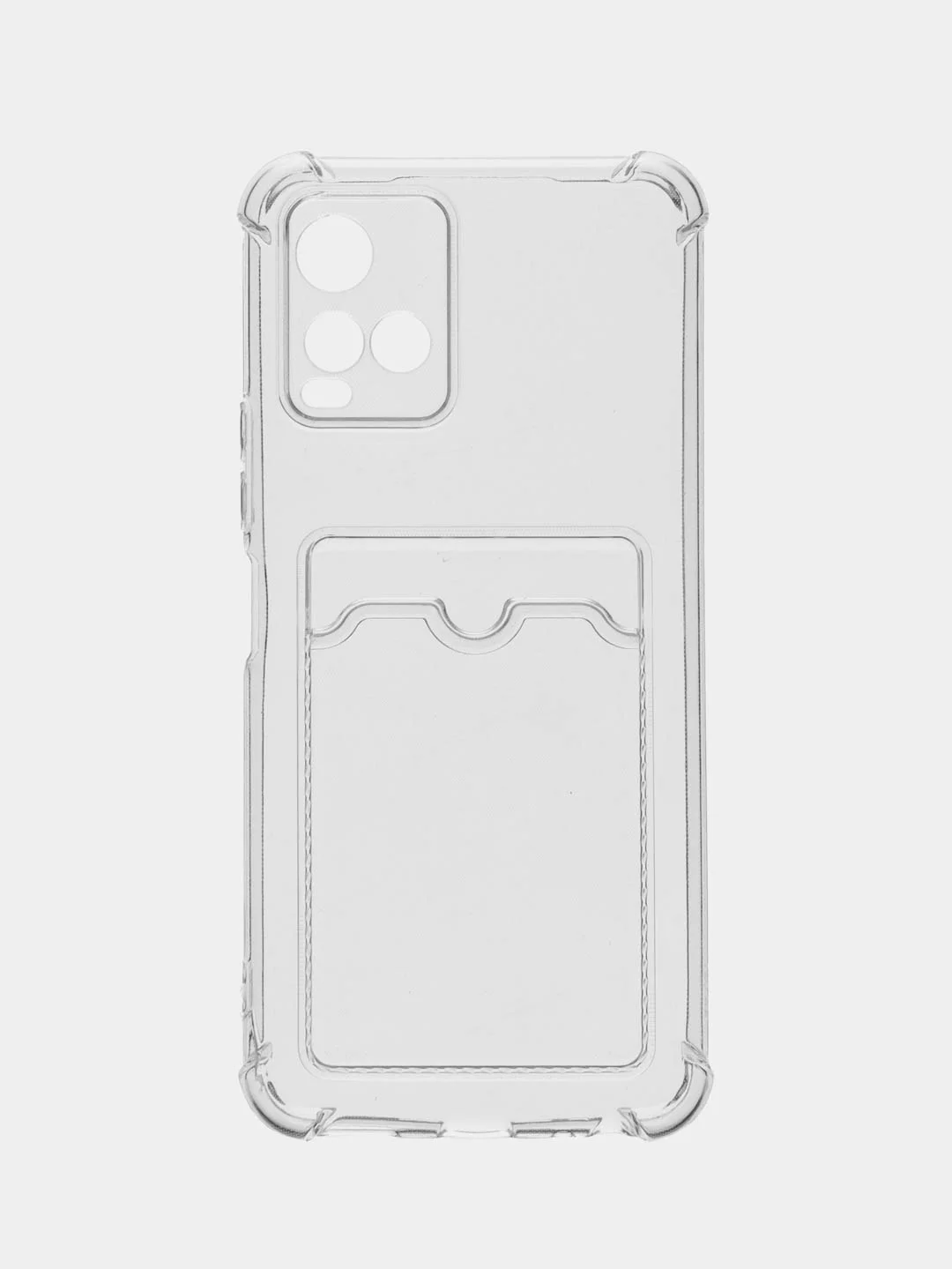 Прозрачный силиконовый чехол для Vivo Y33s / Y21 2021 / Виво у33С / у21 2021, прозрачный, с карманом для карт