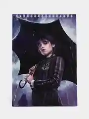 Алый блокнот с принтом, по мотивам сериала Wednesday (Уэнсдей)