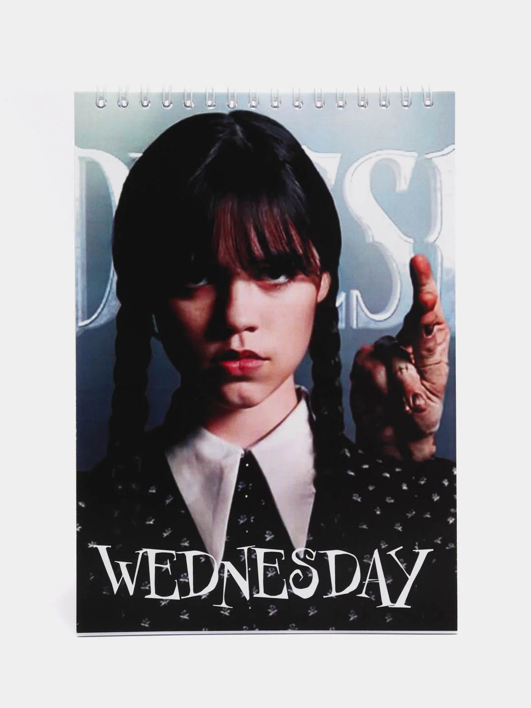 Белый блокнот с принтом, по мотивам сериала Wednesday (Уэнсдей)