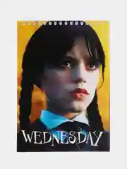 Кремовый блокнот с принтом, по мотивам сериала Wednesday (Уэнсдей)
