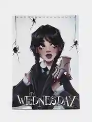 Индиго блокнот с принтом, по мотивам сериала Wednesday (Уэнсдей)