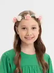 Пастельно-коралловый венок для волос с крупными розами, ободок на голову с цветами