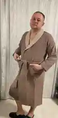 Бежевый халат мужской вафельный
