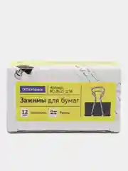 Зажимы для бумаг 25 мм, OfficeSpace, 12 шт., черные
