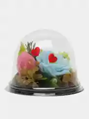 Бордовый букет из мыла, в куполе, подарок на 8 марта