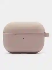 Бежевый меланж силиконовый чехол для наушников AirPods Pro с карабином