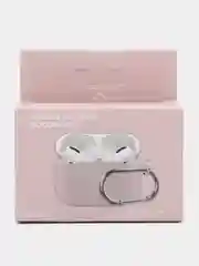 Бежевый меланж силиконовый чехол для наушников AirPods Pro с карабином