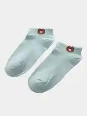 Голубой носки женские короткие с рисунком "Мишки", из хлопка