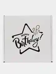 Белый картонная коробка "Happy Birthday",  16х16х6см, микрогофрокартон T24Е