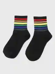 Серый носки женские с принтом "Rainbow" длинные, высокие