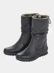 Черный полусапоги зимние женские Remonte, из натуральной кожи, меха