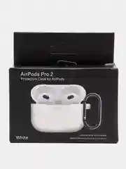 Белый чехол для наушников AirPods Pro 2, силиконовый, с карабином