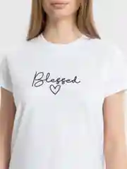 Белый женская футболка с принтом "Blessed", 100% хлопок