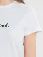 Белый женская футболка с принтом "Blessed", 100% хлопок