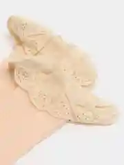 Молочный гольфы для девочки, с кружевом, с тормозами