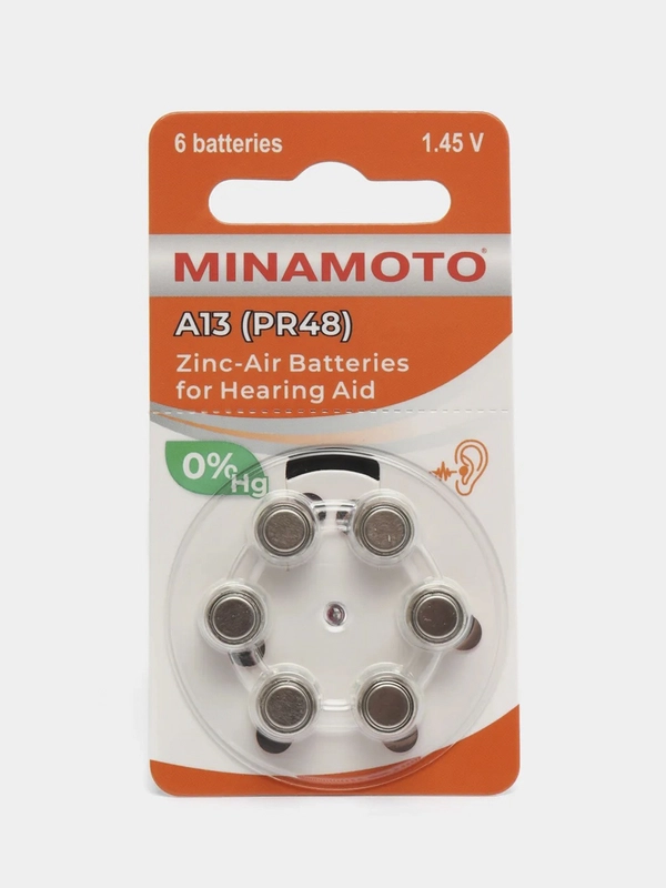 Батарейки для слуховых аппаратов Minamoto ZA13 (A13, PR48, AC13, DA13)