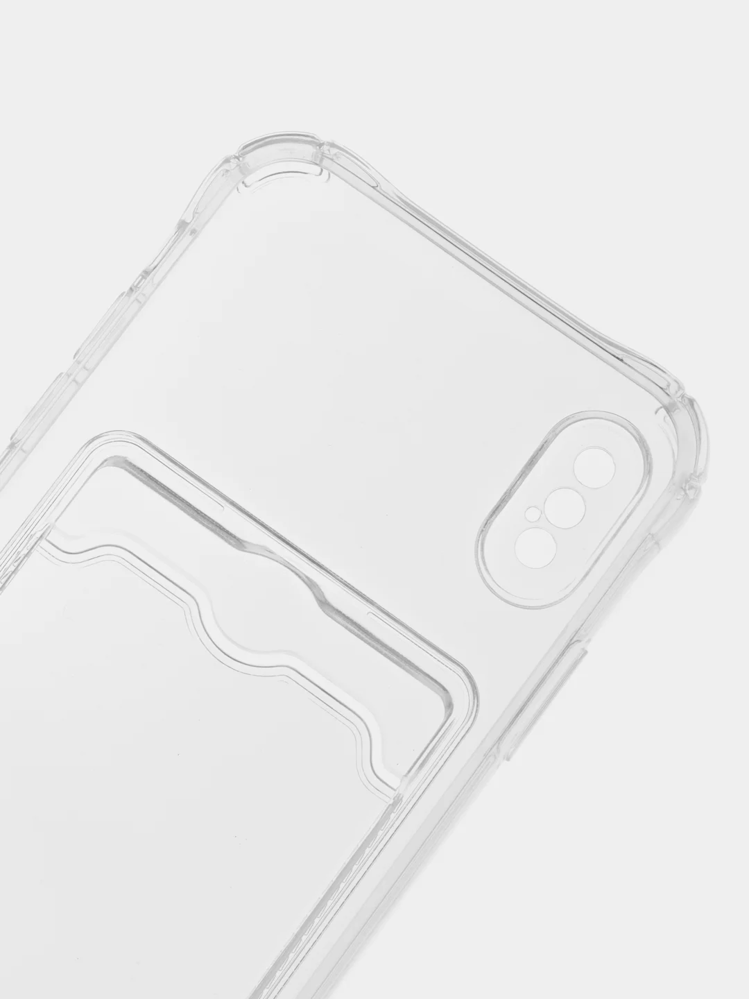 Чехол с карманом для карт iPhone X, XR, 11, Pro, Pro Max, прозрачный, силикон